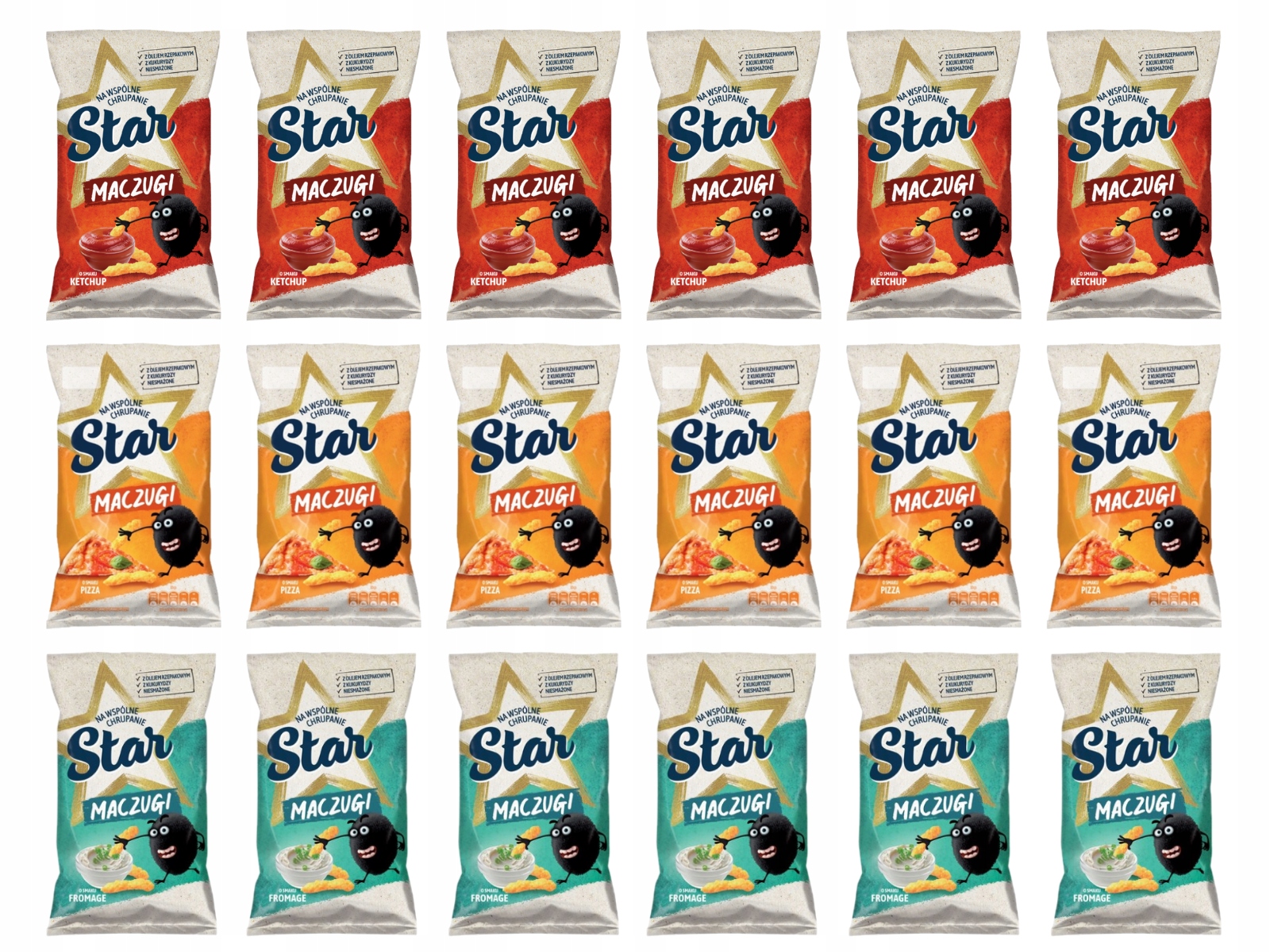 18x Star Kukuřičné křupky chipsy Kečup Pizza Fromage 80 g
