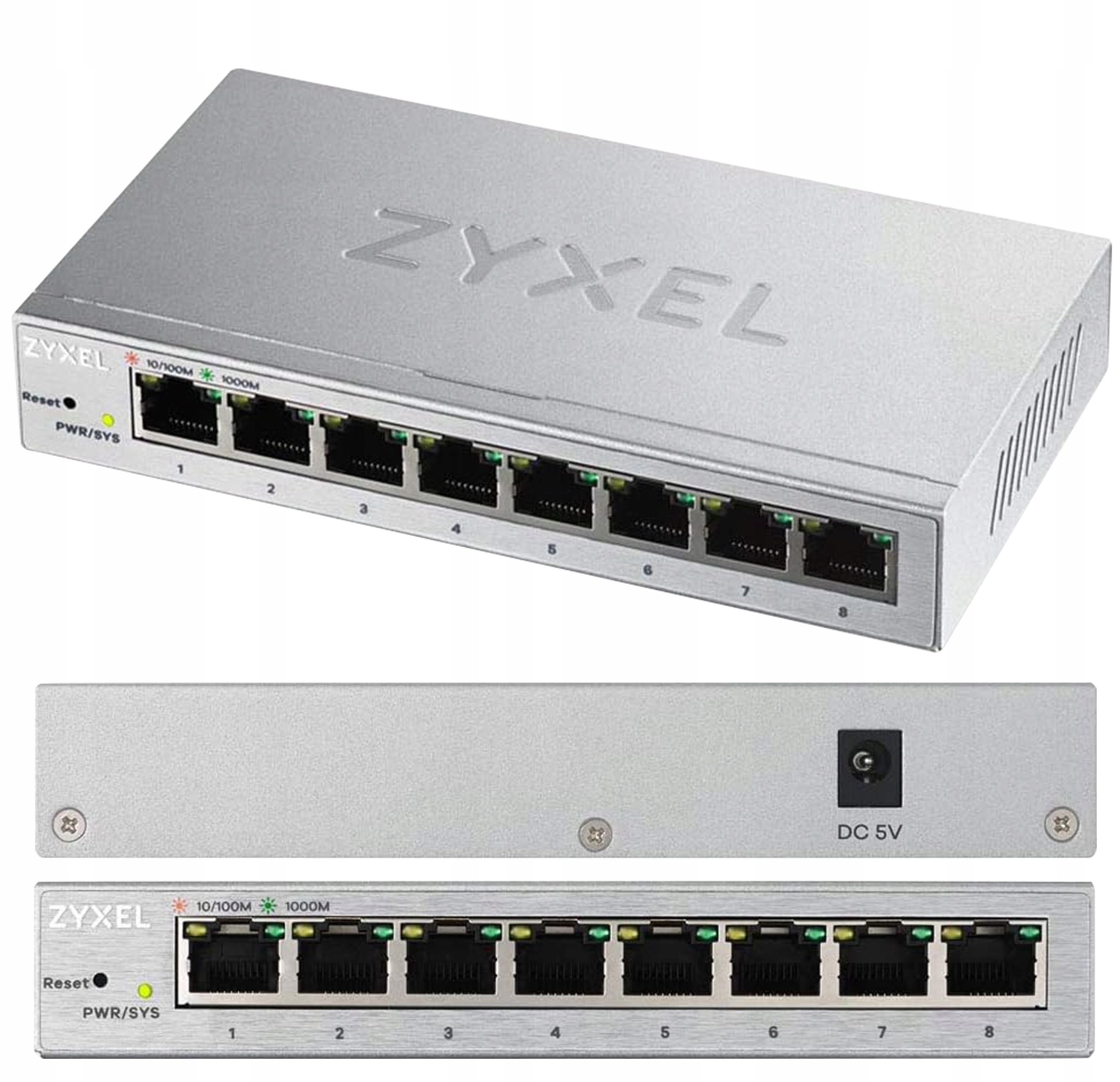 Switch Zyxel GS1200-8 spravovaný Gigabit Ethernet (10/100/1000) stříbrný