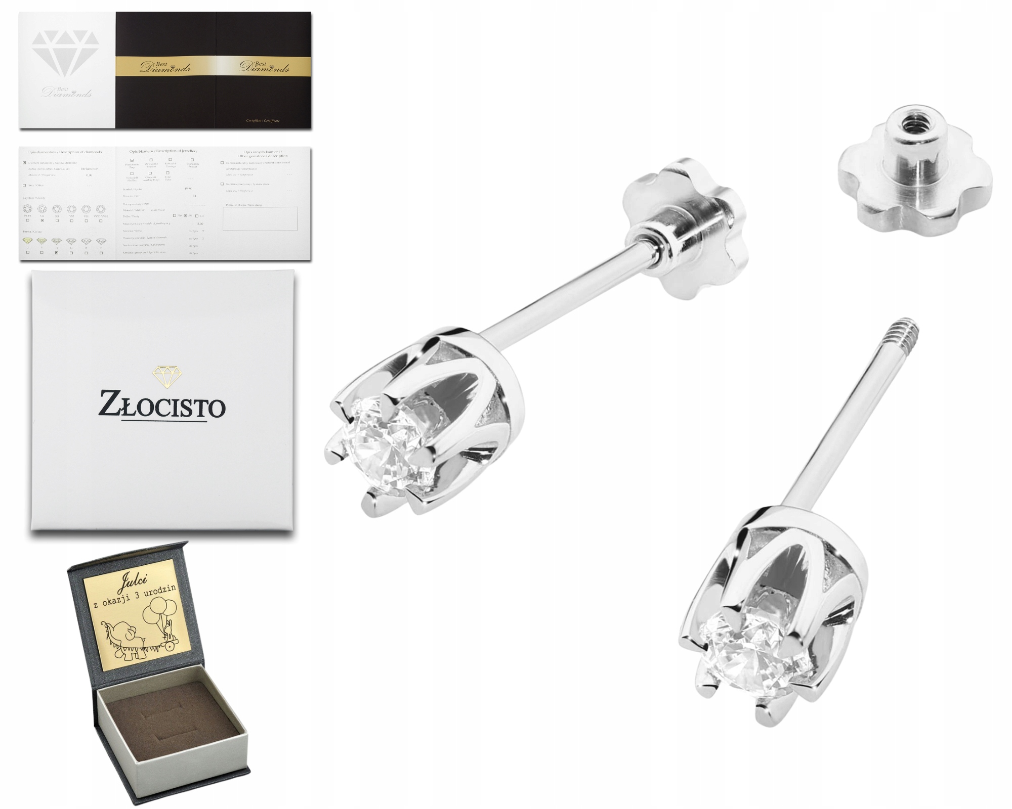 Bílé Zlato Náušnice S Brilianty 0,24 Ct Šroubovací Tyčinka Zlato 585