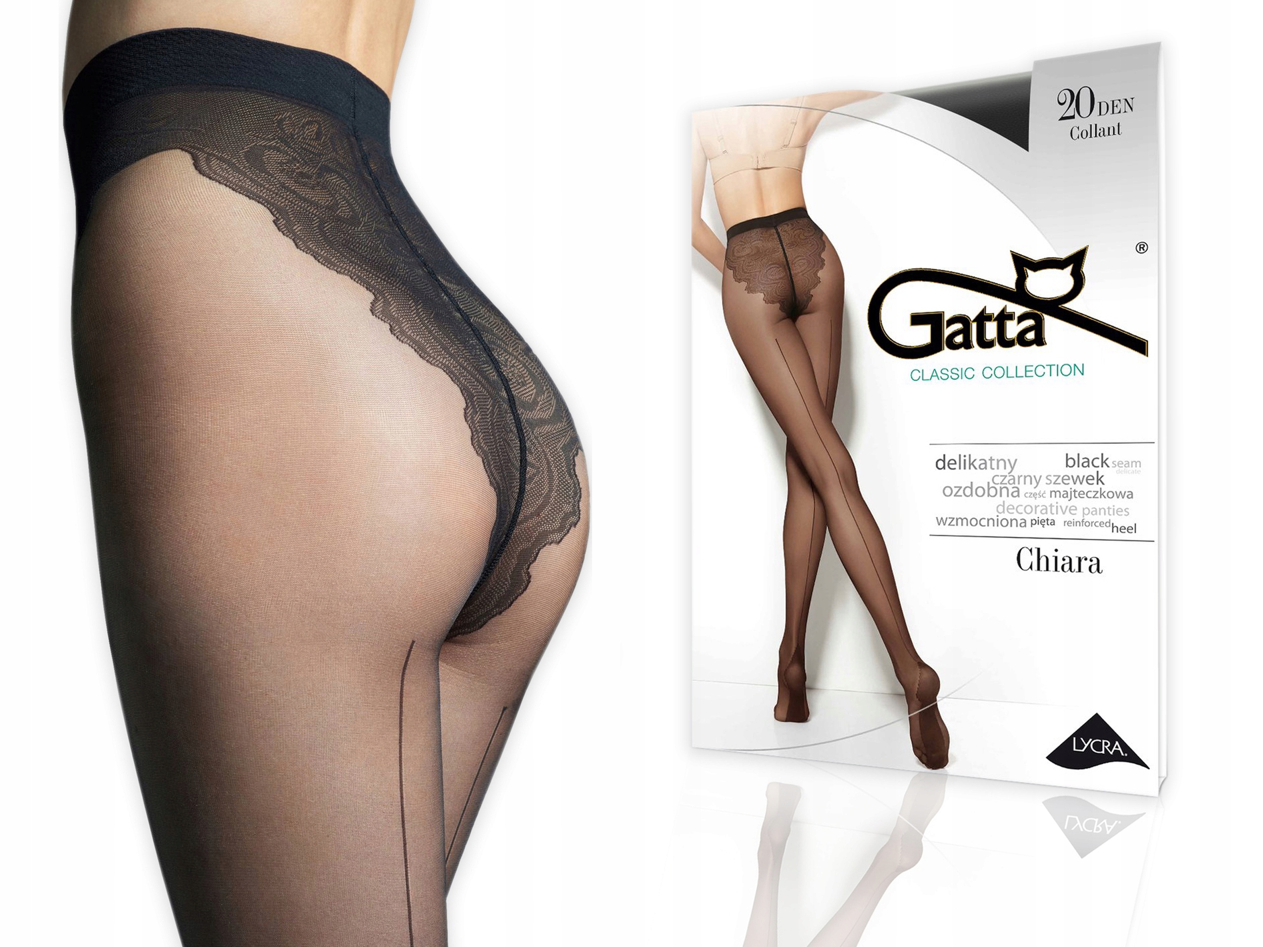 

Wzorzyste rajstopy Chiara Gatta 20 den, nero, 4-L