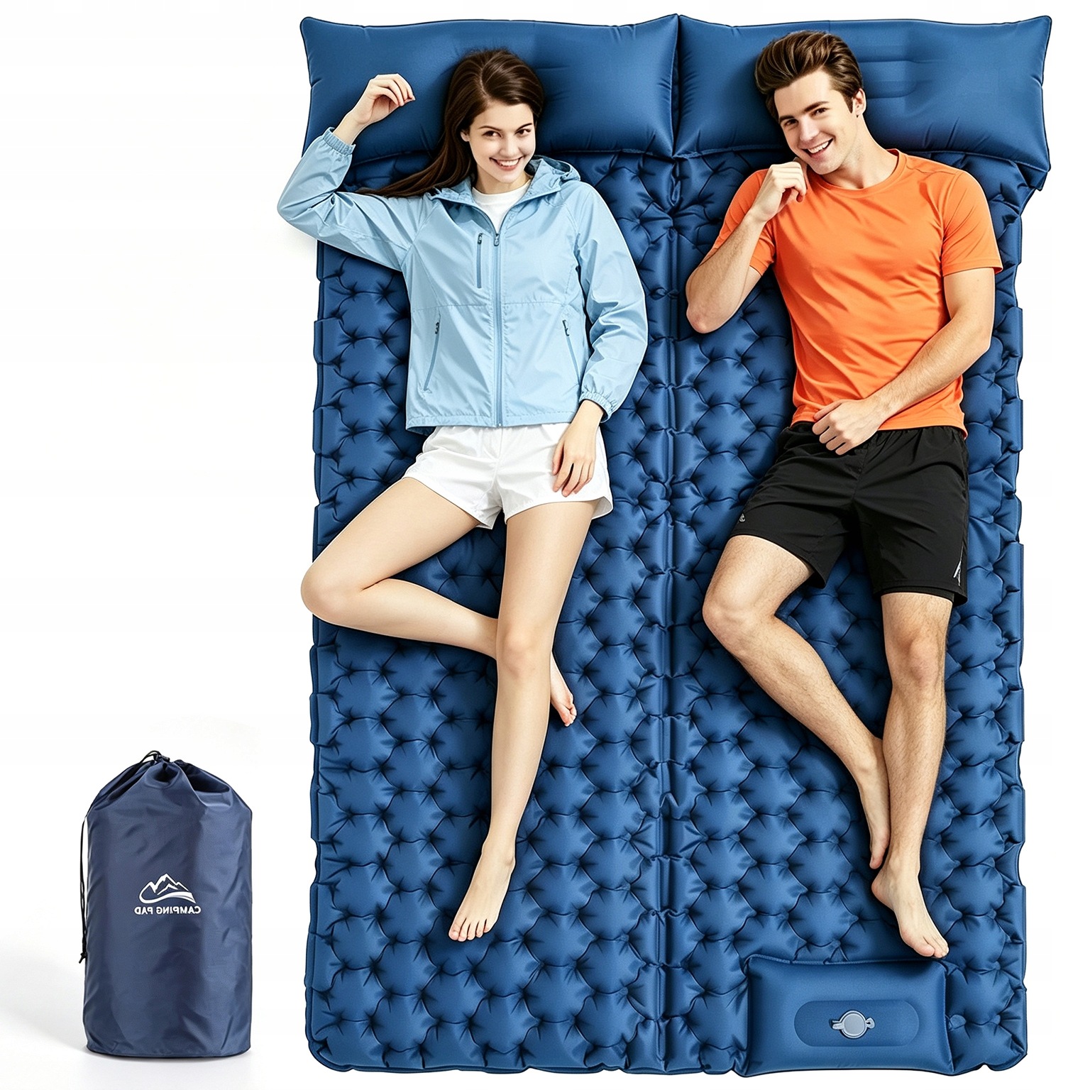 Materac Turystyczny Dmuchany Dwuosobowy Lekki Camping 120X200X6CM