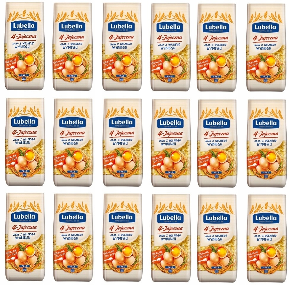 Levně 18 x 250 g Lubella 4-vaječná Těstoviny s vlnami Karton