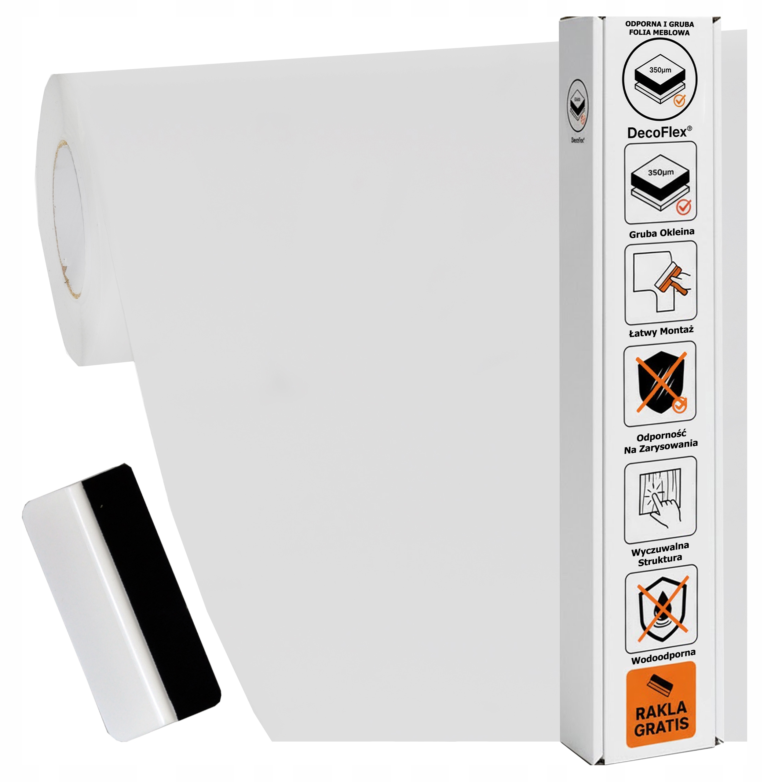 Nábytková dýha Samolepicí 60x400 cm Pracovní deska Dveře Silná struktura Bílá