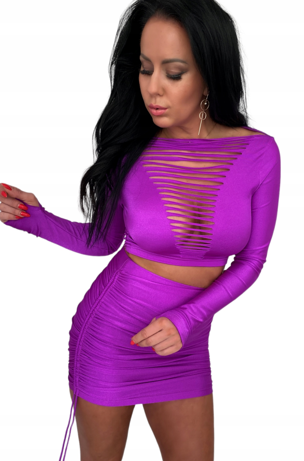 Dámská mini Sukně s volánky, sexy plisovaná, nastavitelná, elastická, velikost L 40