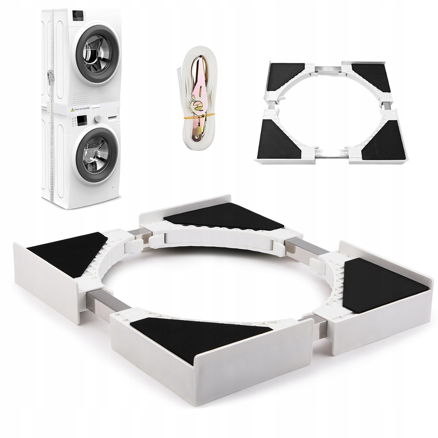 Stojak Na Pralkę Suszarkę 8 Mat Regulowany Rozmiar 46-66 CM Bezpieczeństwo