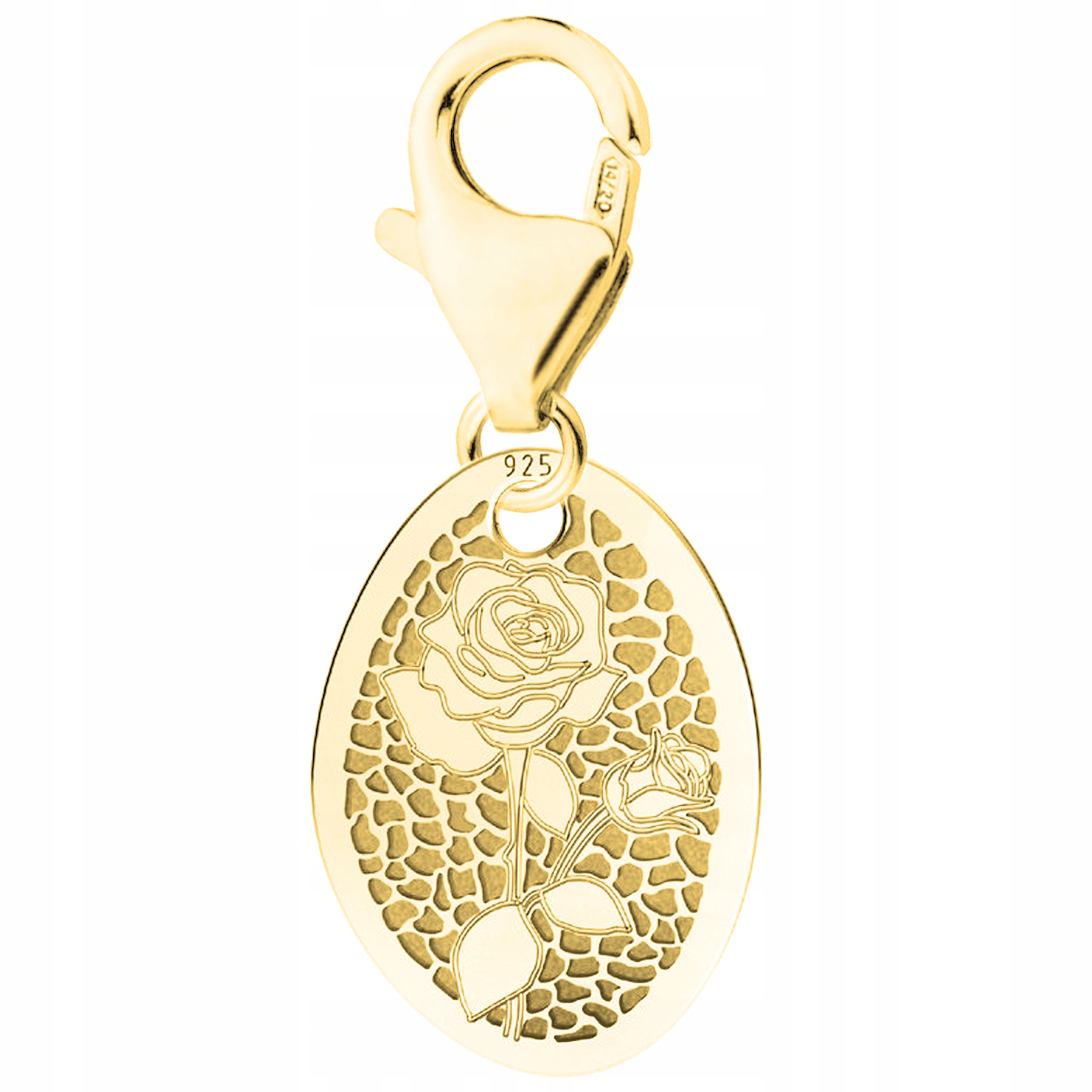 Zlatý přívěsek Plech s květem Růže Rostlina Květina Stříbro 925