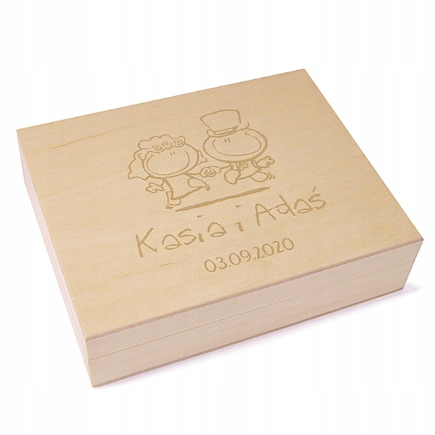 Pudełko drewniane na obrączki poduszka GRAWER ślub Płeć uniseks