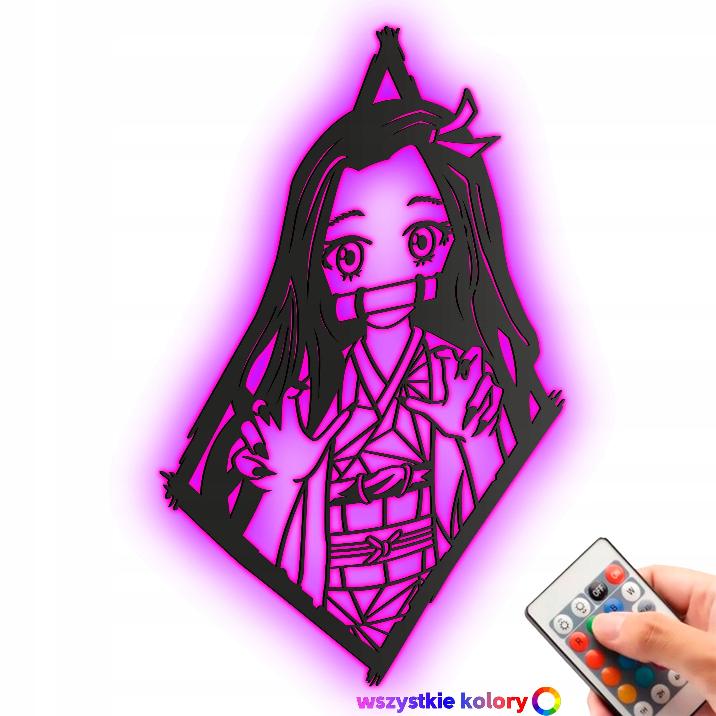Dřevěný 3D obraz Anime Demon Slayer Nezuko Meč Zabijáka démonů Noční Lampa Led