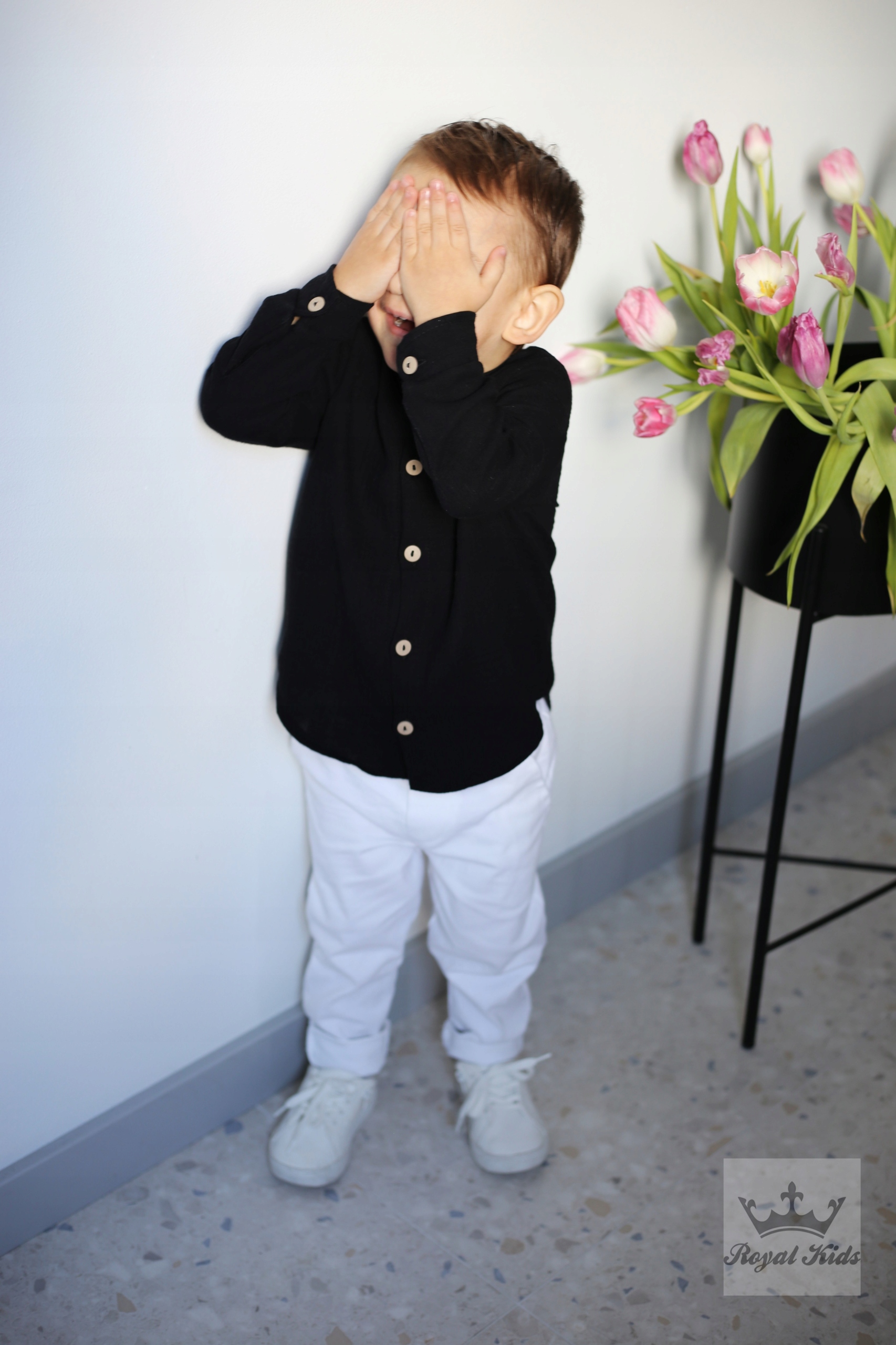 Koszula Muślinowa Chłopięca bawełniana CZARNA Royal Kids 116 122 PL Rozmiar (new) 122 (117 - 122 cm)