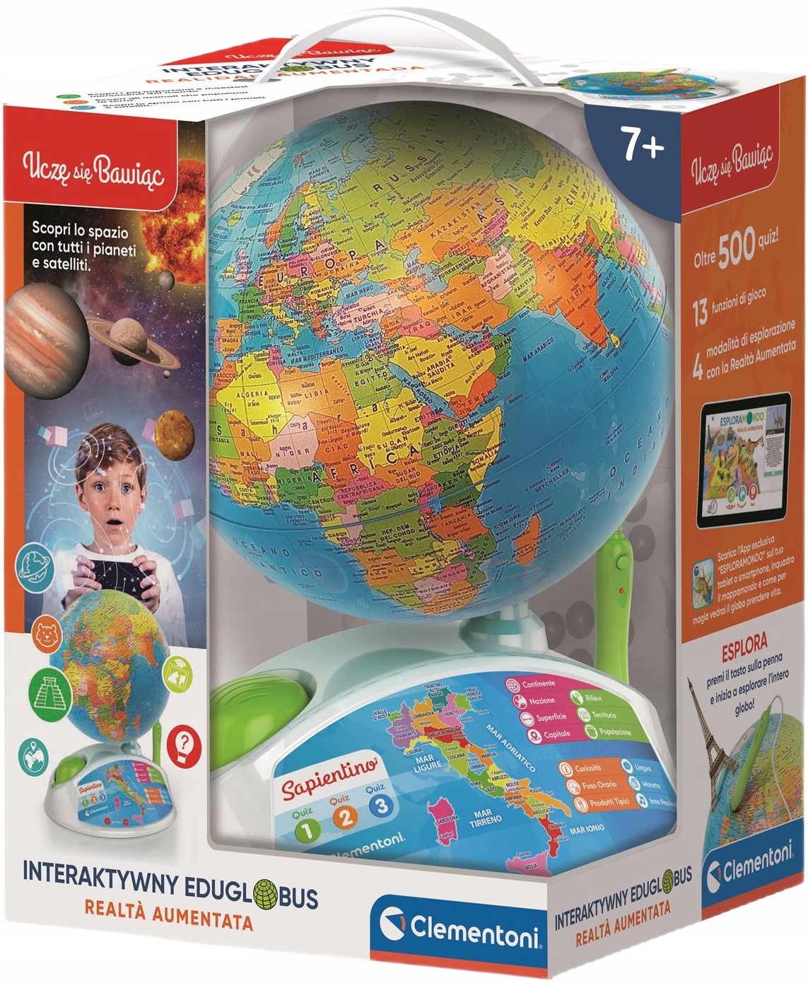 INTERAKTYWNY GLOBUS EDUGLOBUS KOSMOS CLEMENTONI 7+ Marka Clementoni