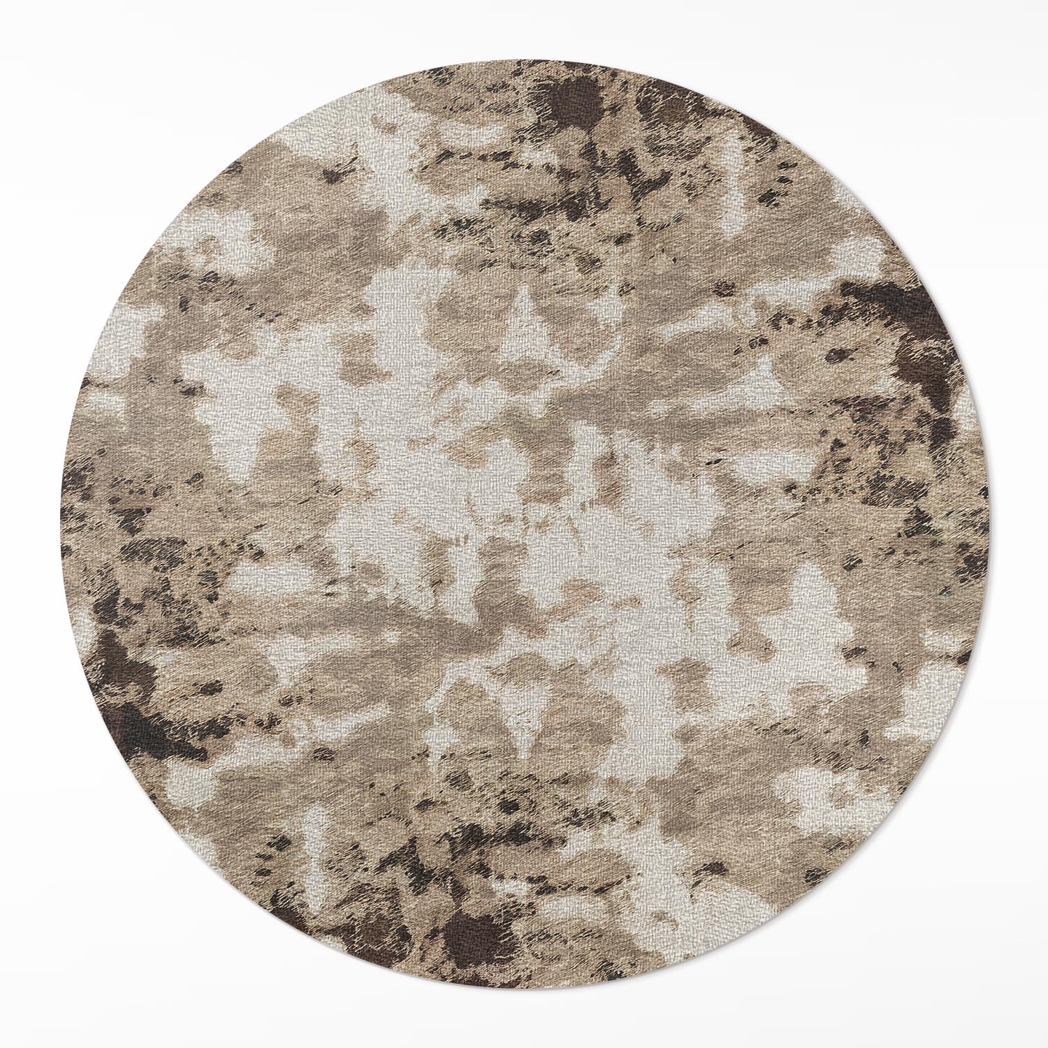 Vinylový Kulatý Koberec Dekorativní do obývacího pokoje Hnědé vintage skvrny ⌀ 110 cm