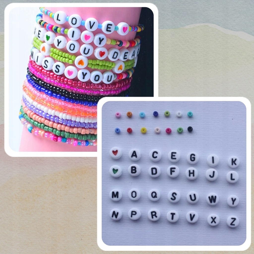 KOROLIKI DO TWORZENIA BRANSOLETEK RÓŻNE KOLORY LITERKI AKCESORIA ORGANIZER Bohater brak