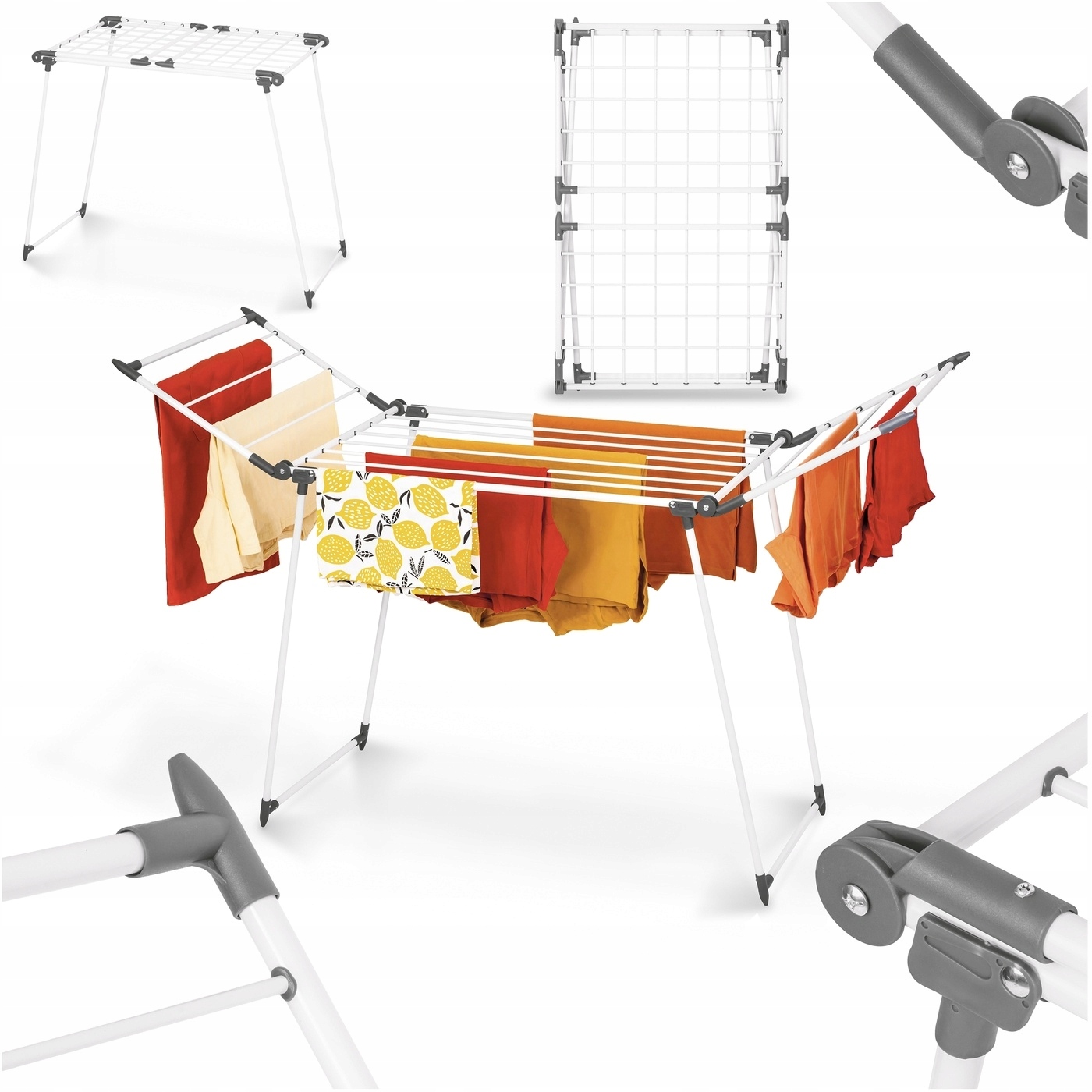 Suszarka na Pranie balkonowa Konghoffer Navy biała 174 x 61 x 108 cm