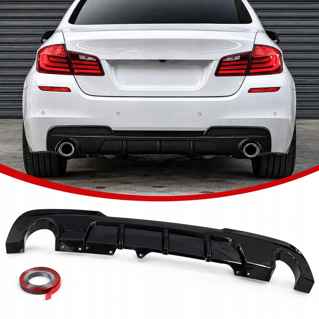 Bmw F10 F11 Difuzér Krytka Zadního Nárazníku Spoiler 0---0 Černý Lesk
