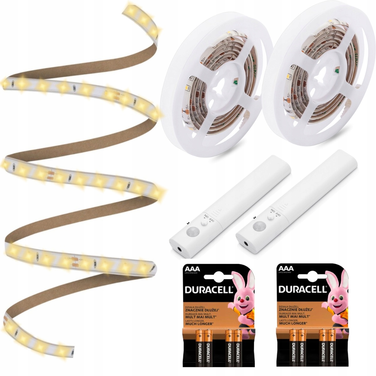 

2x Taśma Led z Czujnikiem Ruchu 1m Baterie Aaa