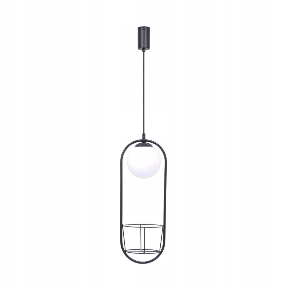 Oválna závesná lampa s kvetinovým záhonom guľa Plant 1 tienidlo biela