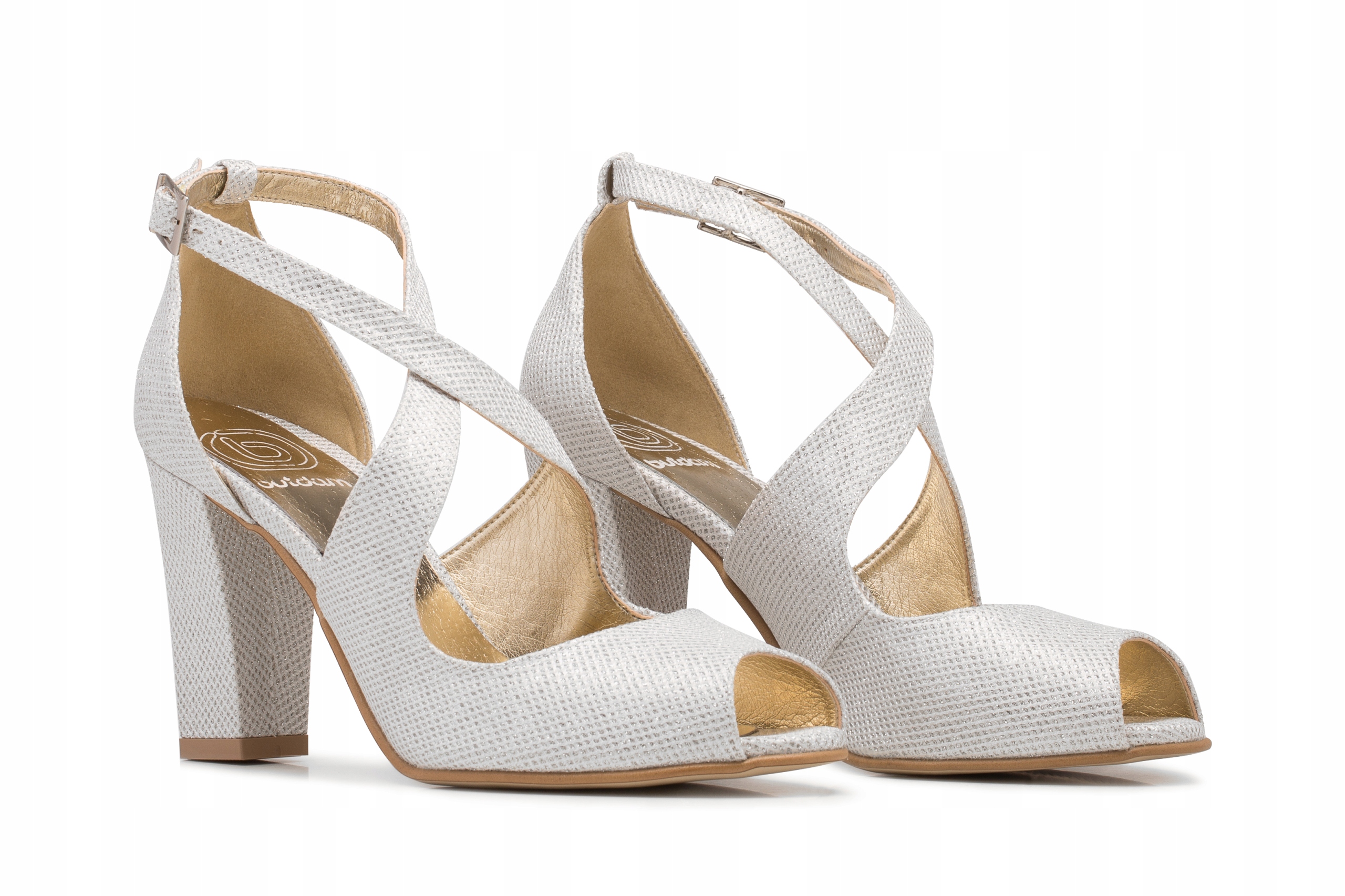 svatební na stabilním podpatku, stříbrné, velikost 37