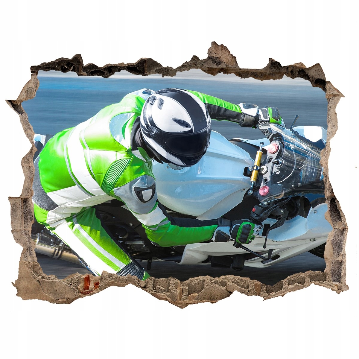 

Fototapeta dziura na ścianę 3d Wyścig motocyklowy