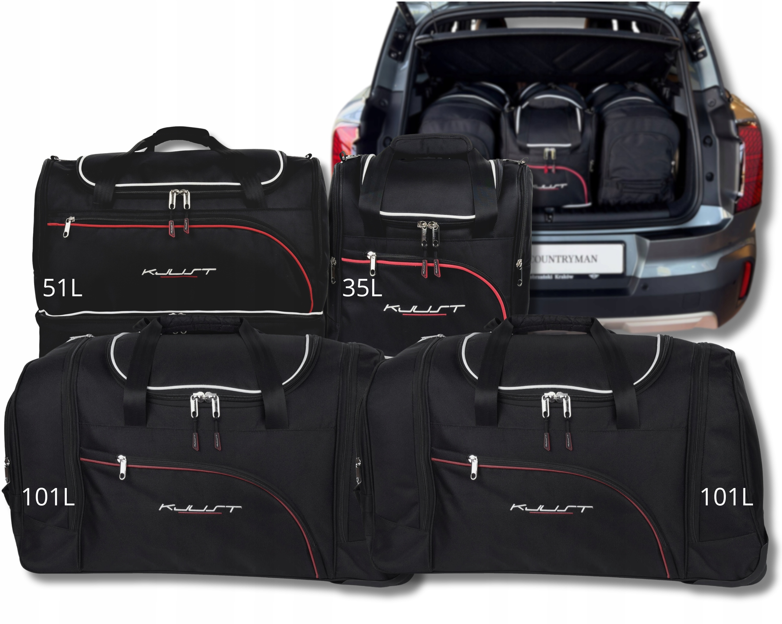Sada komplet tašiek Kjust do batožinového priestoru Mini Countryman 2023+ 4 ks