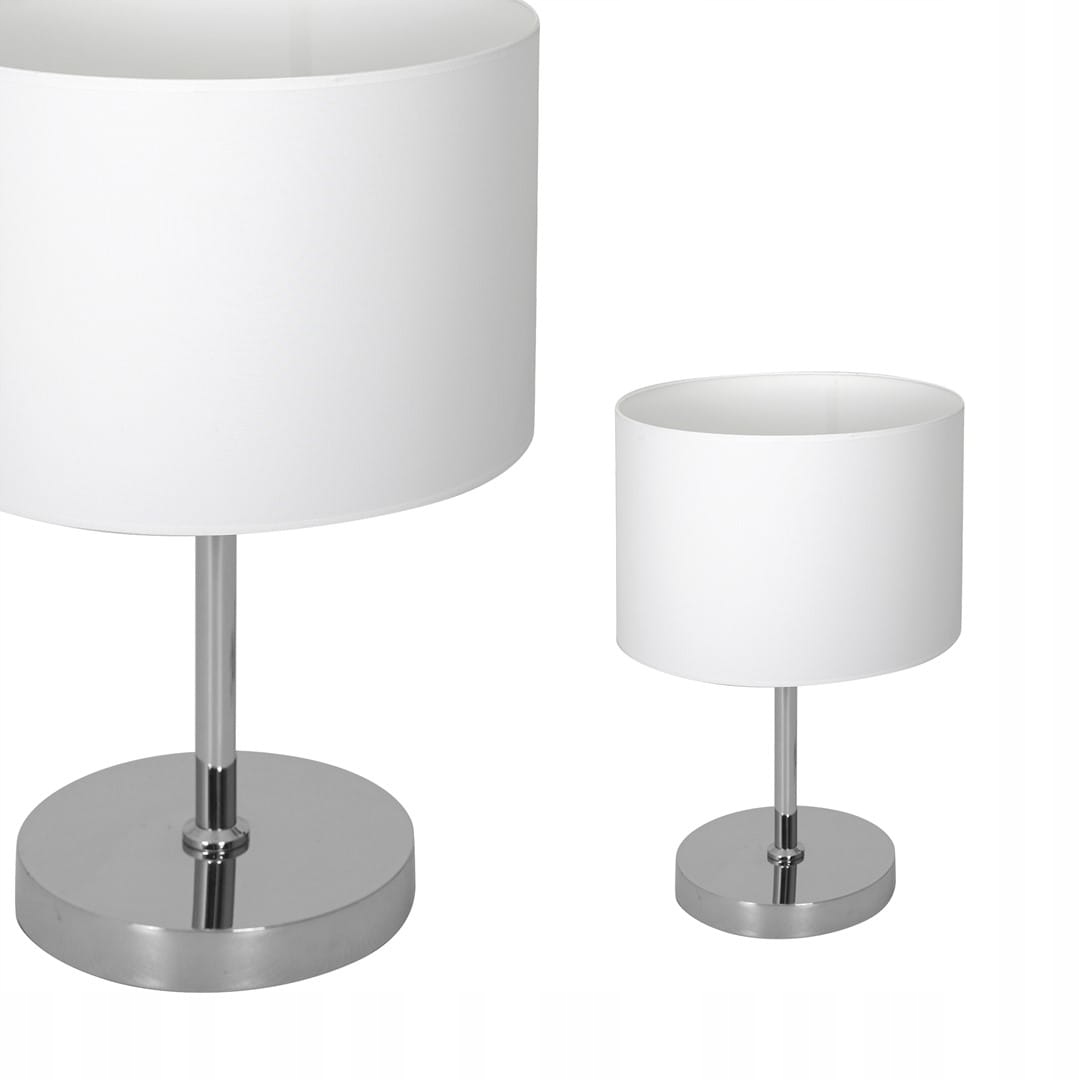 Stolní lampa noční chrom bílá s stínítkem do ložnice obývacího pokoje 40 cm Milagro