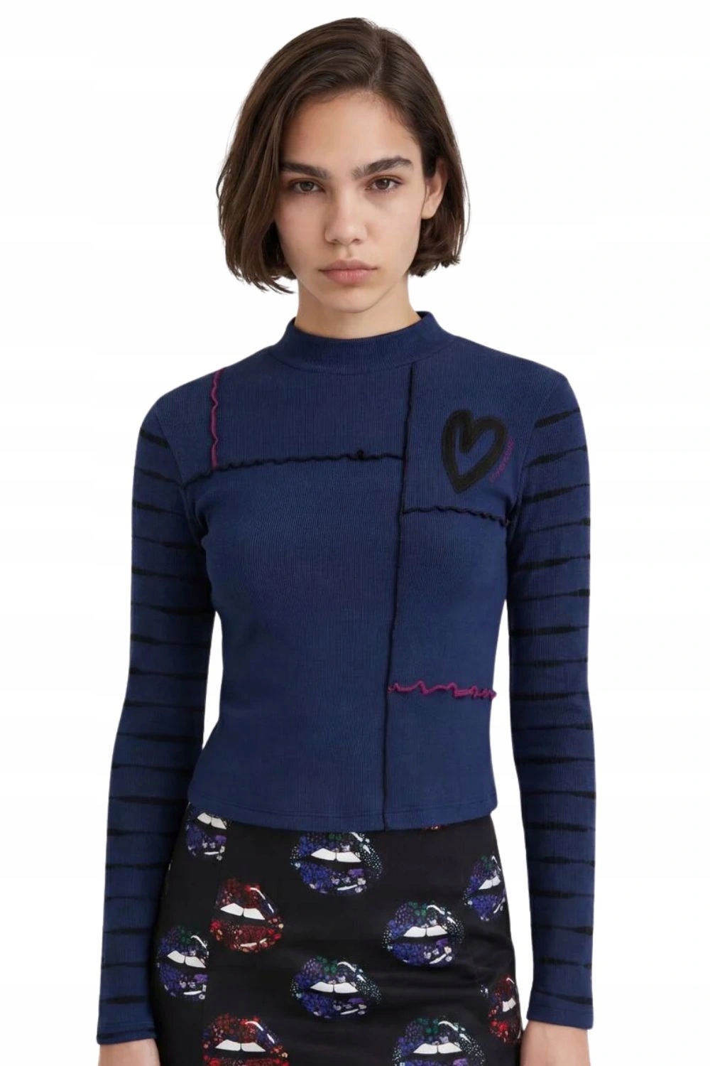 Dámský top Desigual Azucar s tropickými asymetrickými papoušky, velikost Xs