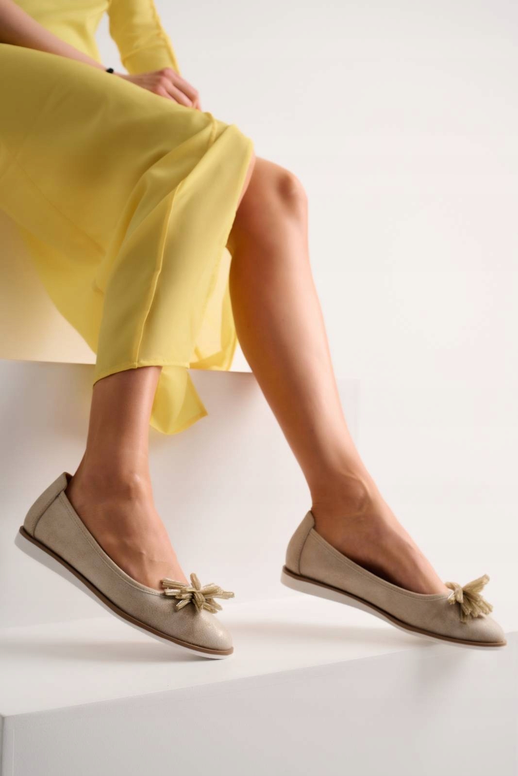 BALERINY SERGIO LEONE BL614 BEŻOWY Wzór dominujący bez wzoru