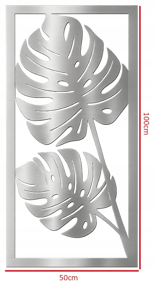 Moderní nástěnná ozdoba Monstera nerezová ocel 100 x 50 cm Glamour Loft
