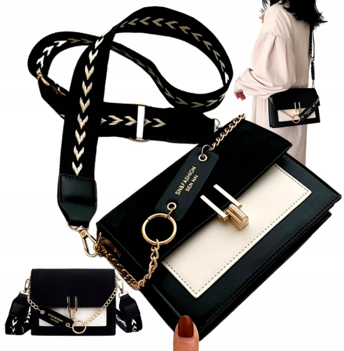 

Torebka Skórzana Damska Klasyczna Miejska na pasek