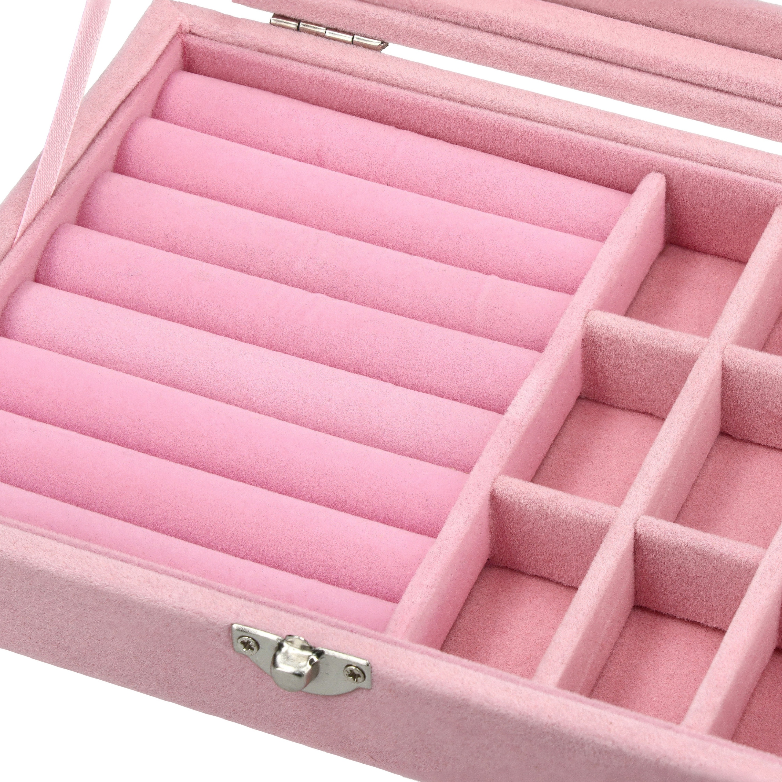 SZKATUŁKA ETUI PUDEŁKO ORGANIZER NA BIŻUTERIĘ PIERŚCIONKI KOLCZYKI RÓŻ B7 Model ORGANIZER NA BIŻUTERIĘ