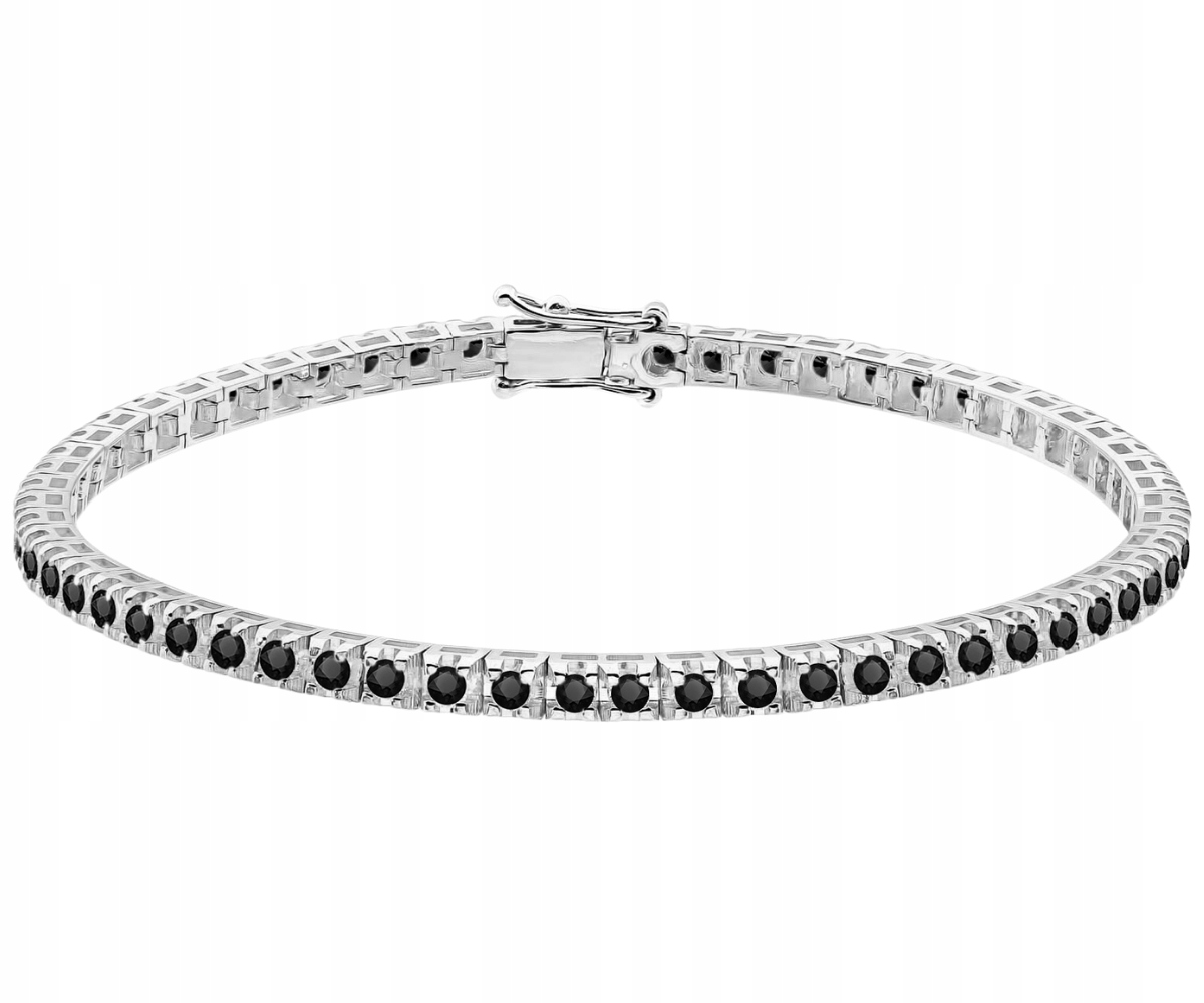 Białe Złoto 585 Bransoletka Z Czarnymi Brylantami 1,89 Ct Grawer