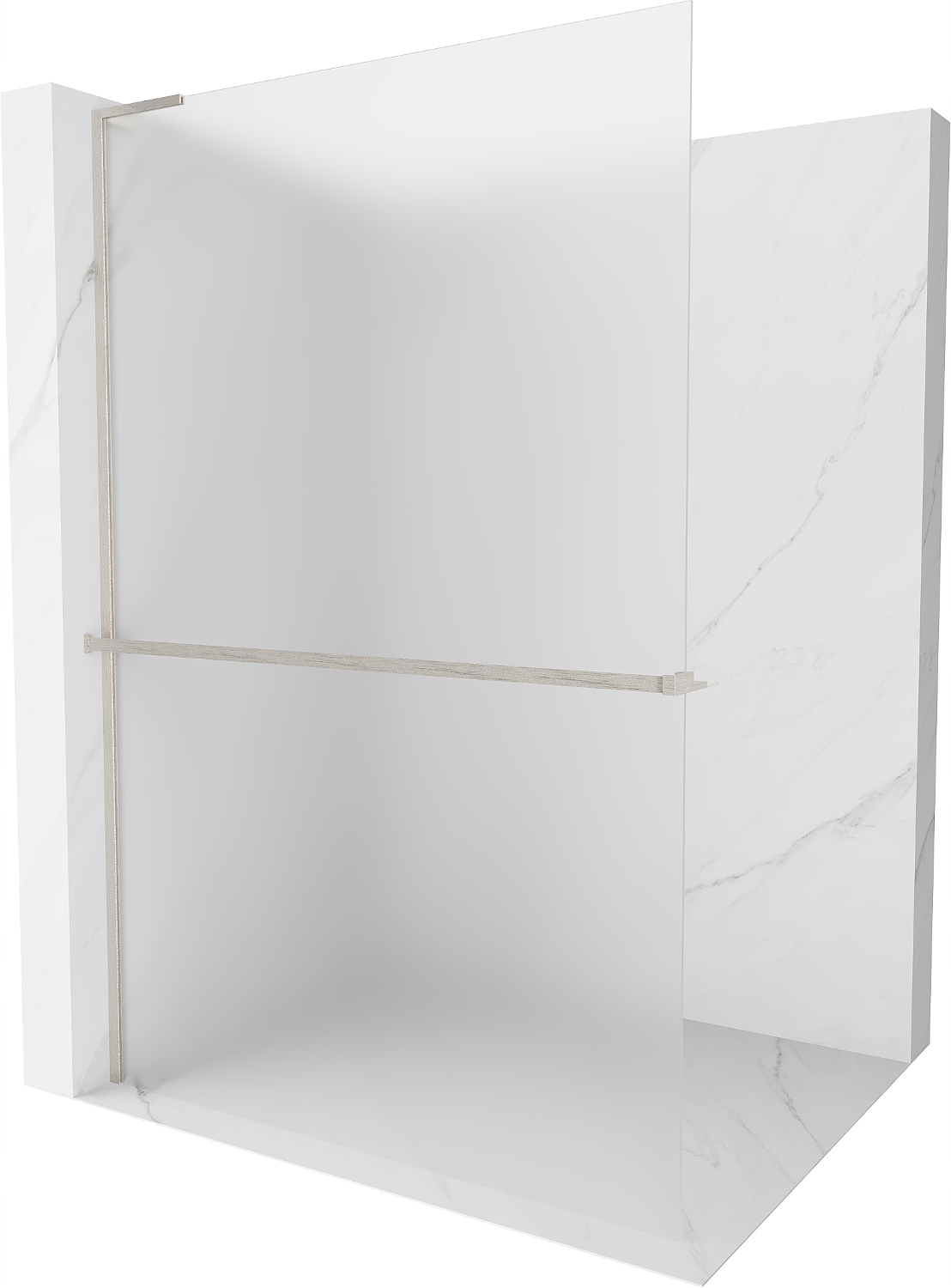 Mexen Kioto+ L sprchová stěna s policí Walk-in 120x200 cm, mlha, kartáčovan