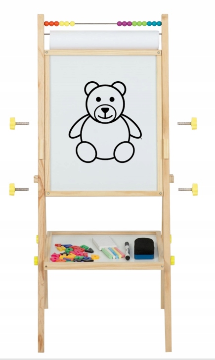 Duża obrotowa tablica drewniana kredowa magnetyczna suchościeralna 5w1 Wiek dziecka 3 lata +