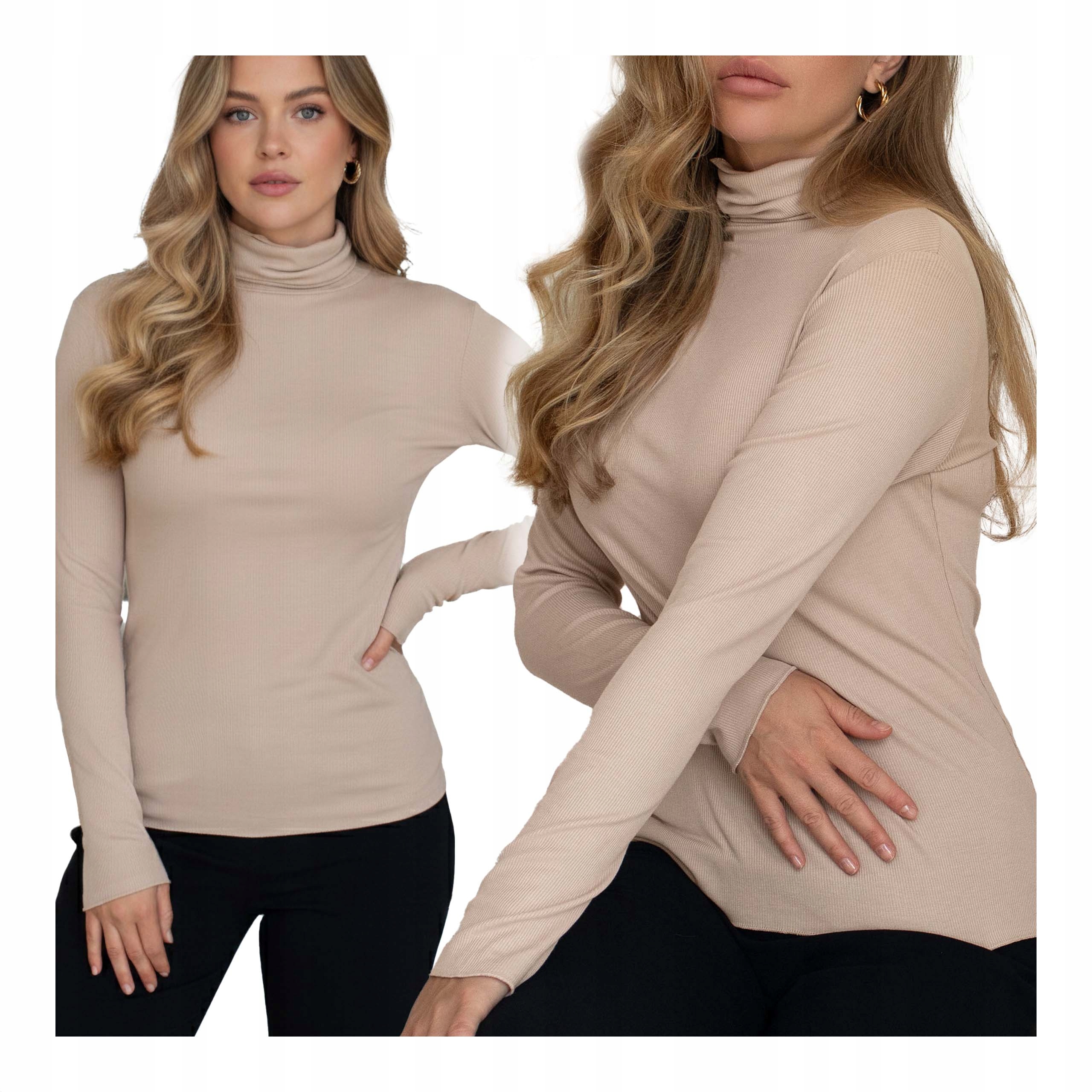 Béžový dámský rolák s dlouhým rukávem, modal a kašmír, dámská halenka Kleo XL