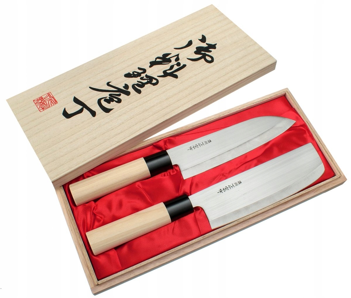 Sada Kuchyňských Nožů Satake Megumi Santoku Nakiri v krabičce