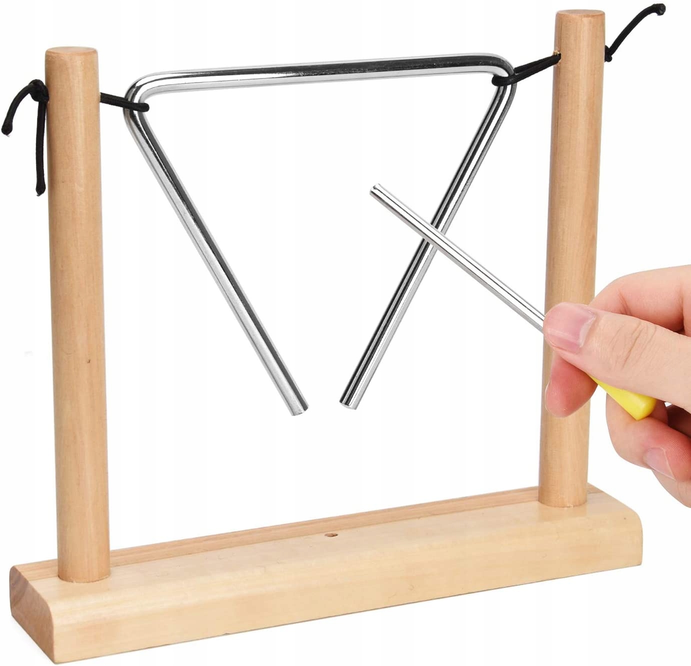 TRÓJKĄTNY INSTRUMENT PERKUSYJNY Z DREWNY STOJAK Marka inna