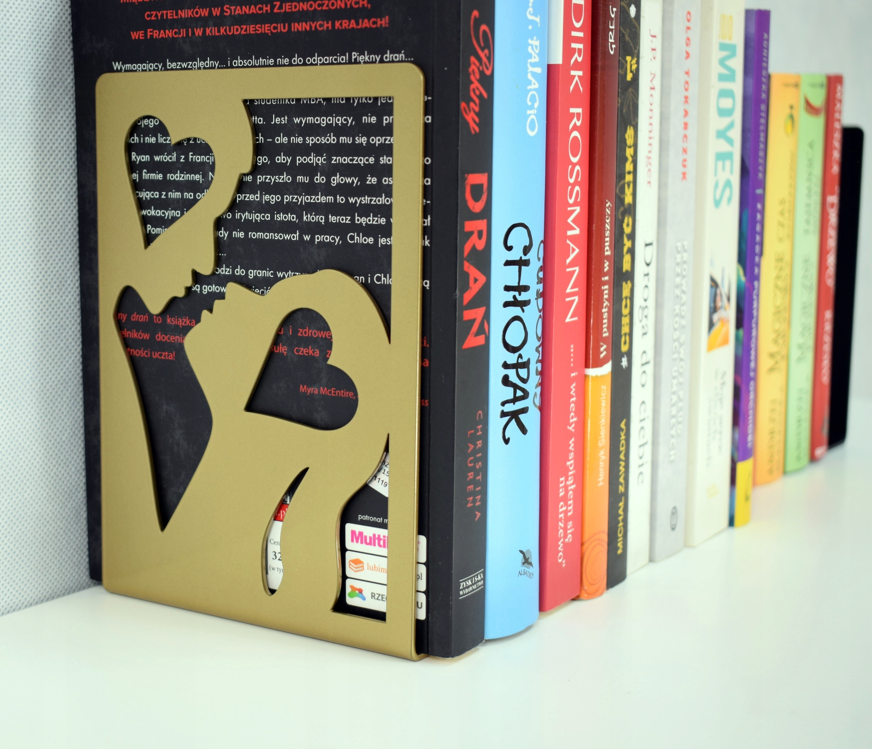 Podpórka do książek Zakochani Solidna Metal Złota WALENTYNKI LOVE MIŁOŚĆ Marka Futustal