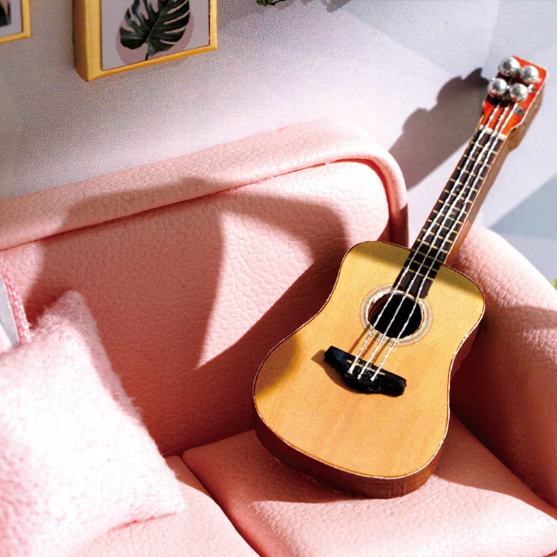 Miniaturowy domek Popołudnie z gitarą Model 3D DIY Minimalny wiek dziecka 7