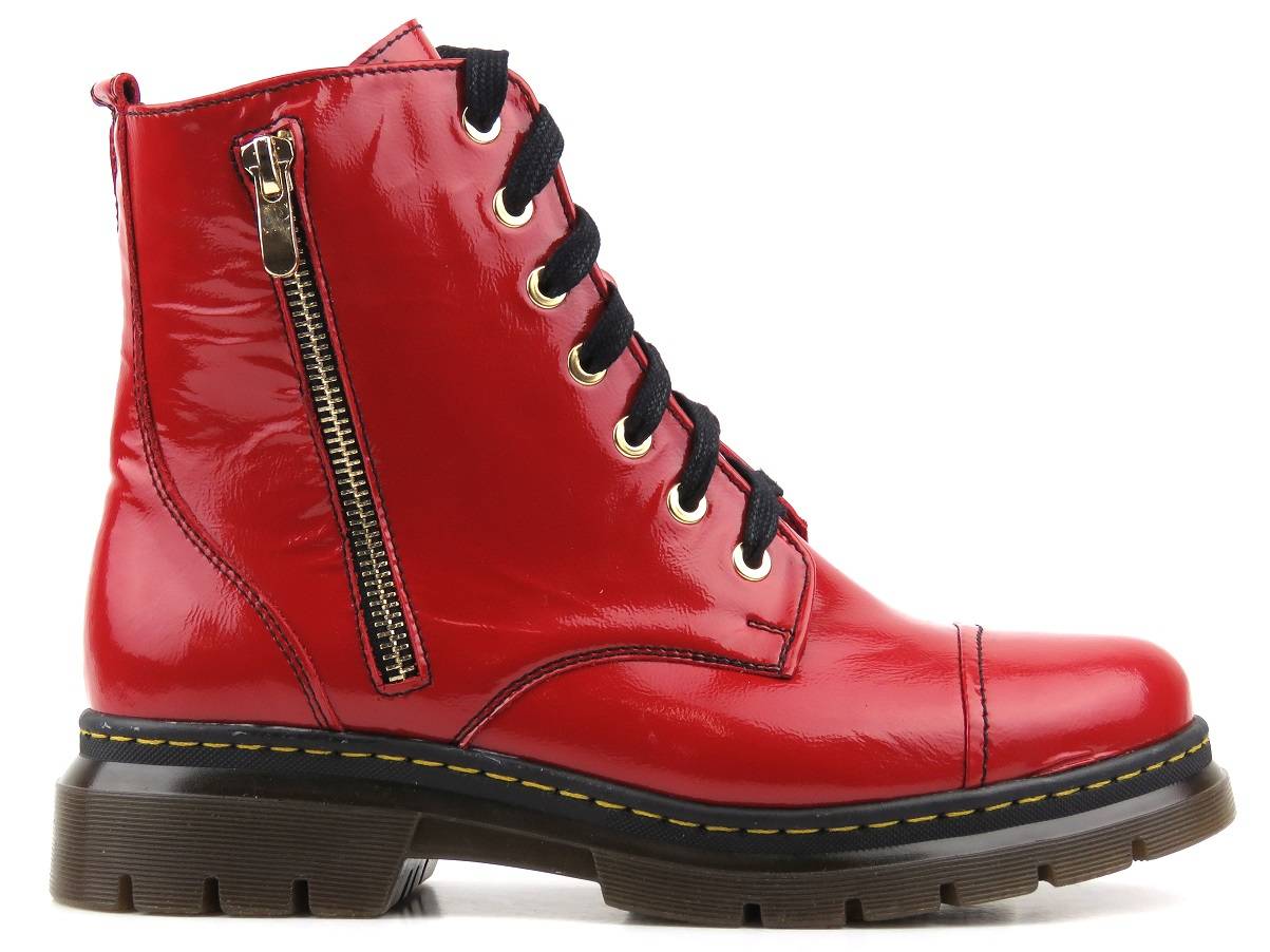 TRAPERY BOTKI DAMSKIE HELIOS 578S SKÓRA CZERWONE Marka Helios