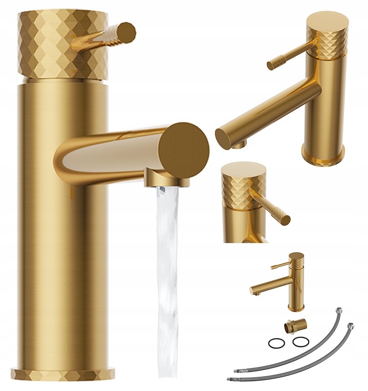 Umývadlová Batéria Brushed Gold Nízka Kúpeľňová Moderná Vodovodná Batéria