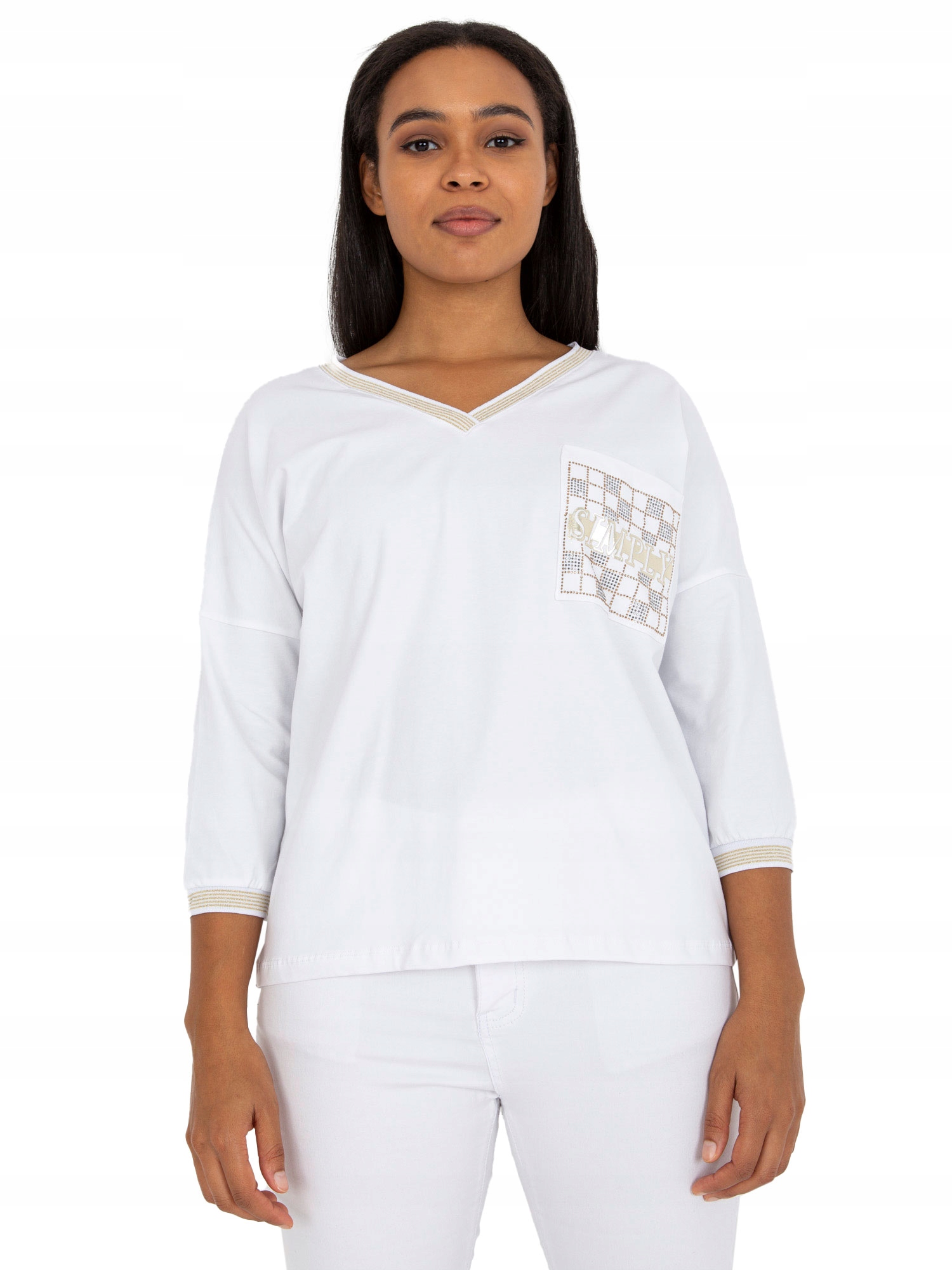 

Codzienna Bluzka Damska Plus Size dekolt w serek