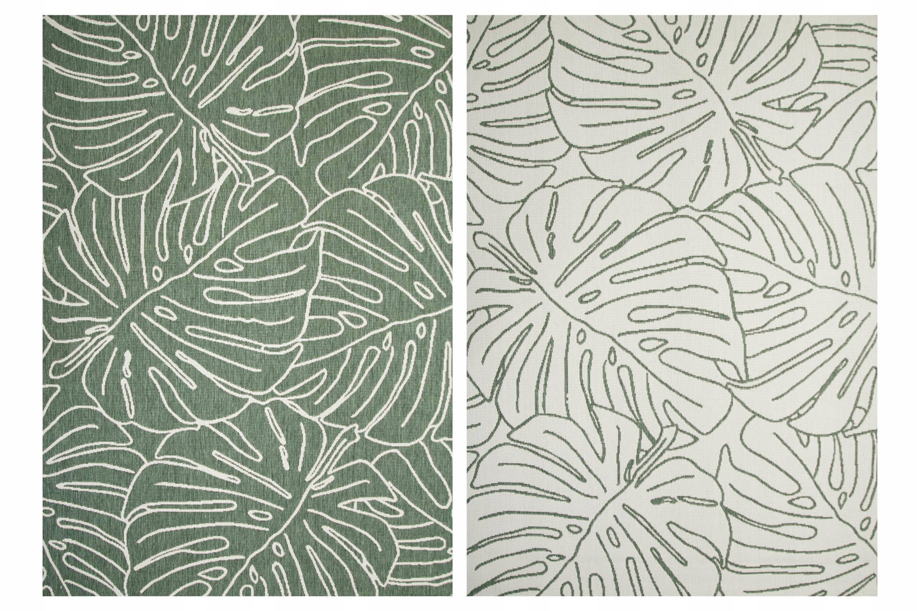 Dywan Sznurkowy Dwustronny Trwały Zielony Liście Monstera 120x170 cm