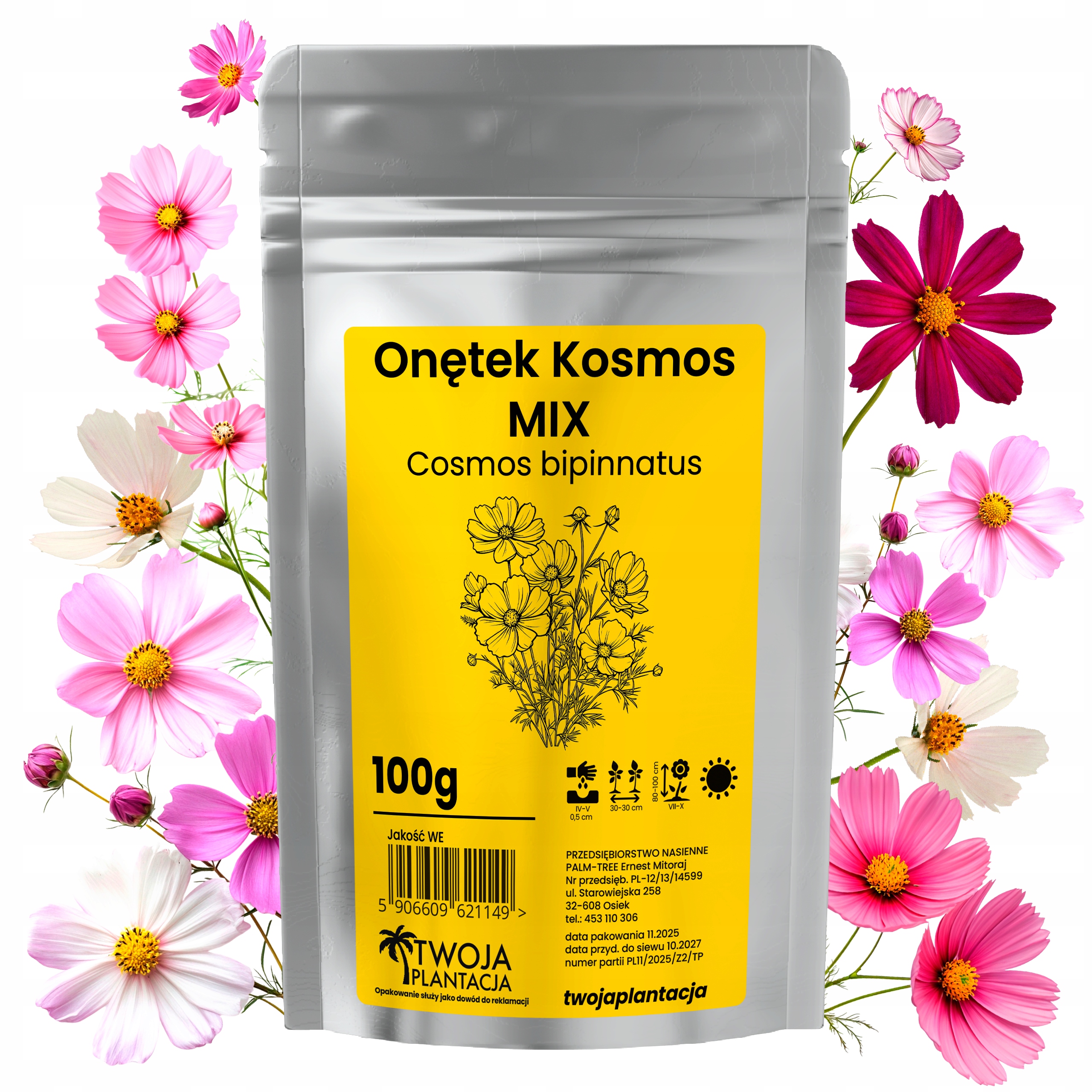 ONĘTEK KOSMOS NASIONA KWIATÓW COSMOS MIX mieszanka Kwietna Łąka 100g