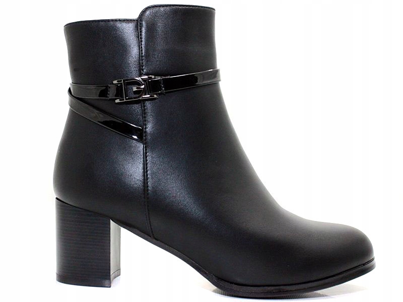 

Damskie Botki Na Słupku Licowe Czarne 7232 39