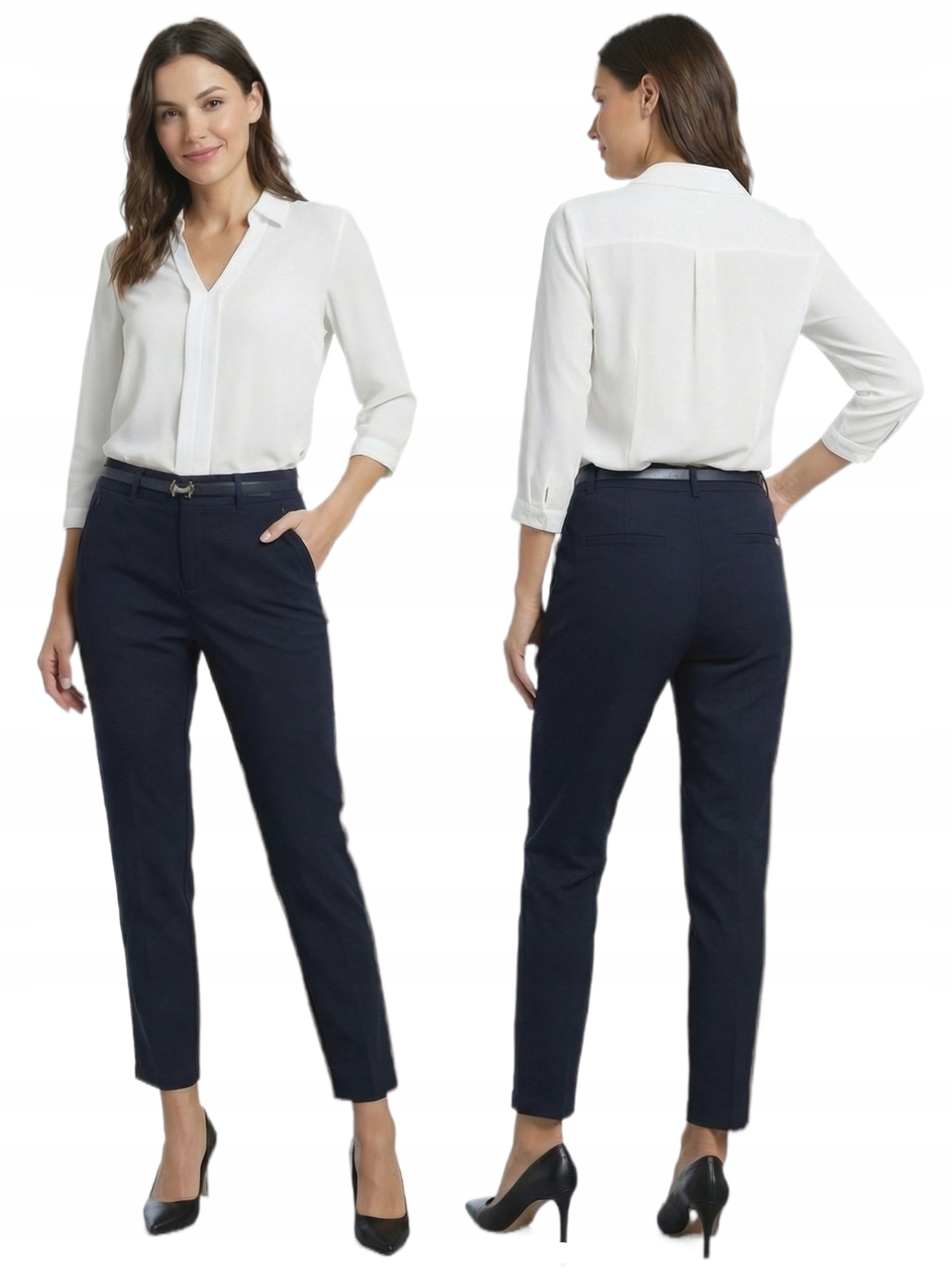 Elegantní Doutníkové Kalhoty Freesia Námořnická Modrá 7/8 3XL