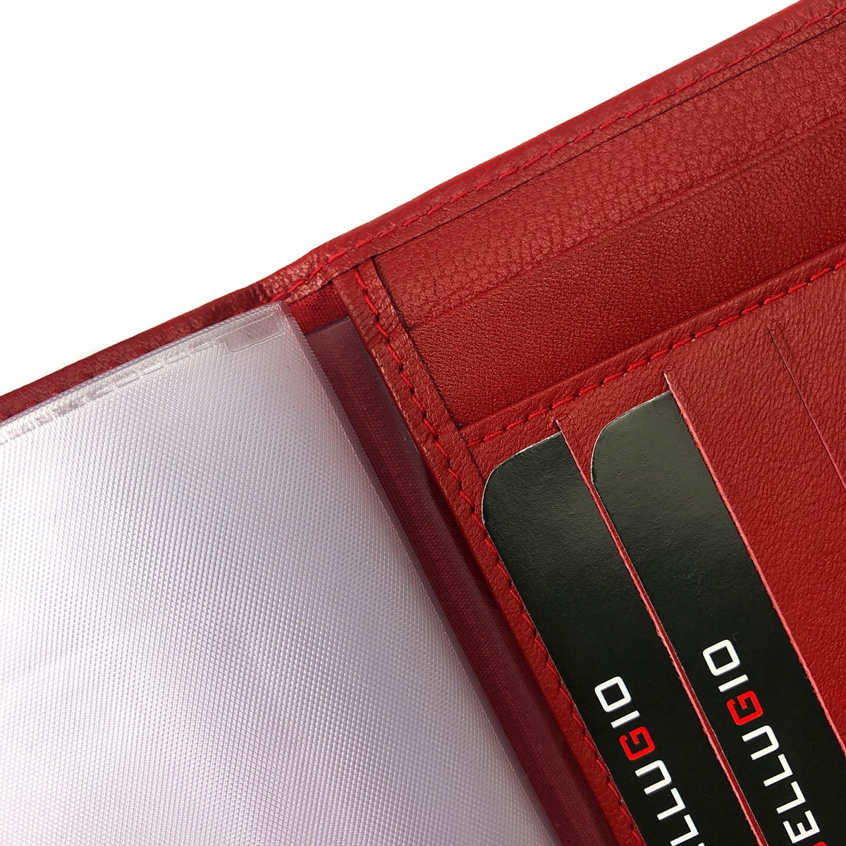 Skórzane etui z systemem RFID ciemnoczerwone Model AWR-B-67