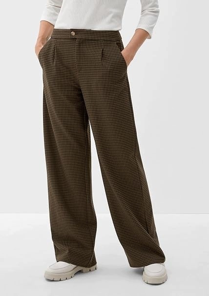 S.oliver Hnědé Kalhoty Casual Kostkované, Rovné, 40/32 7F