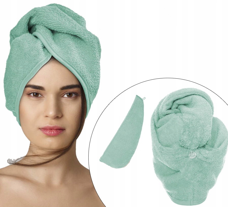 

Miętowy Turban Ręcznik Do Włosów Button