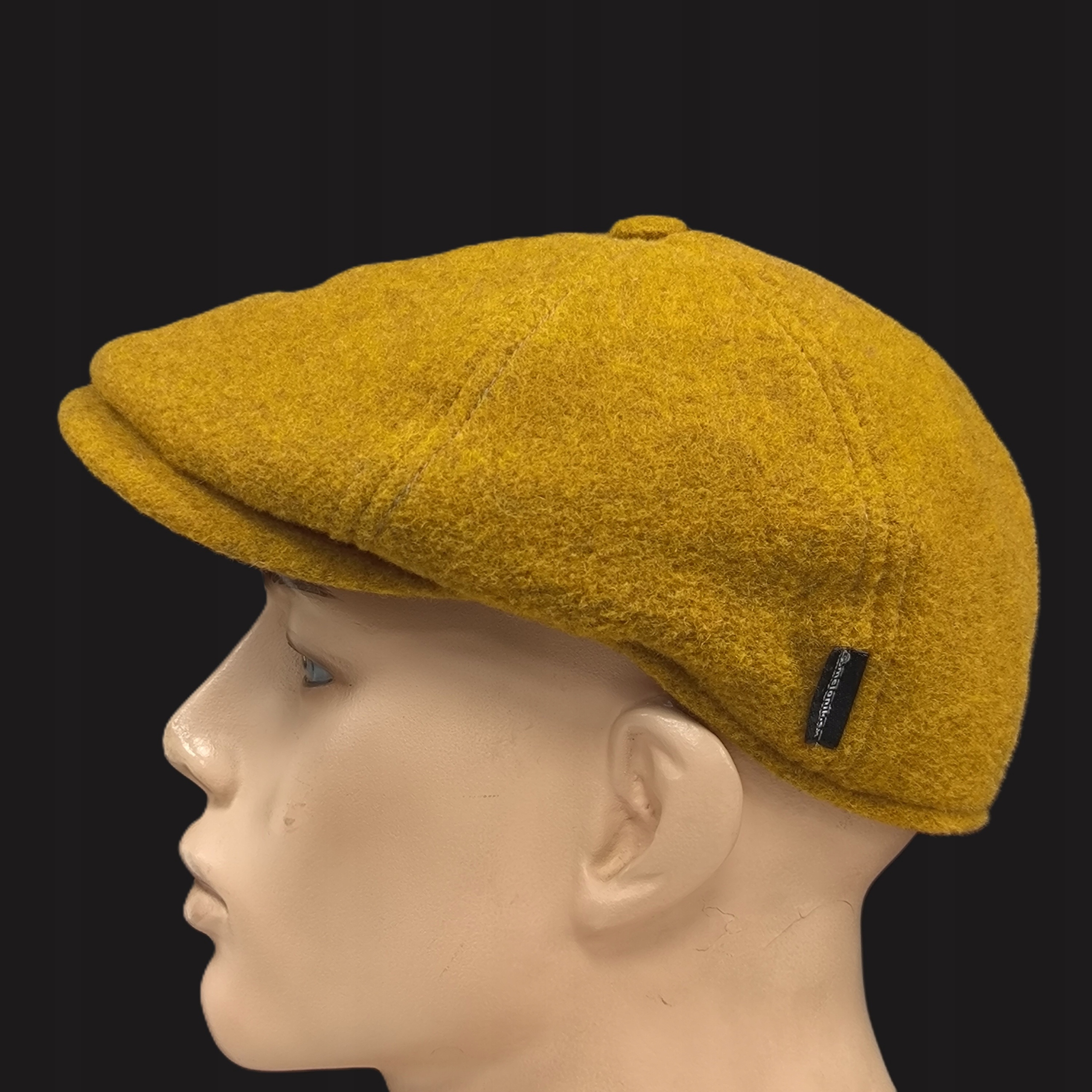 vlněný kašpárek s knoflíkem pro muže, dámský, Pomeranč hořčicový, 56 cm polský