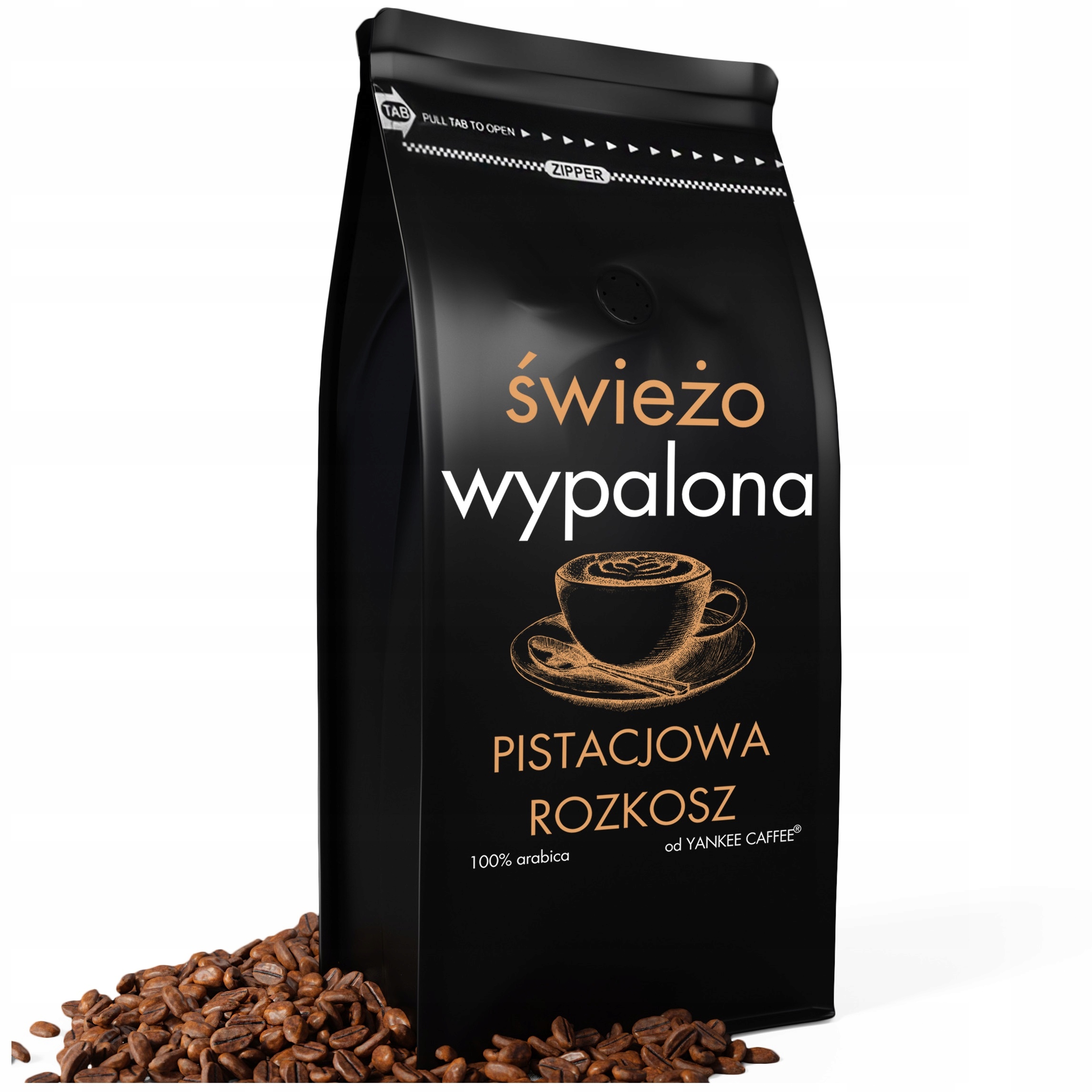 Levně Káva zrnková 1kg Čerstvě Pražená 100% Arabica příchuť Pistáciová