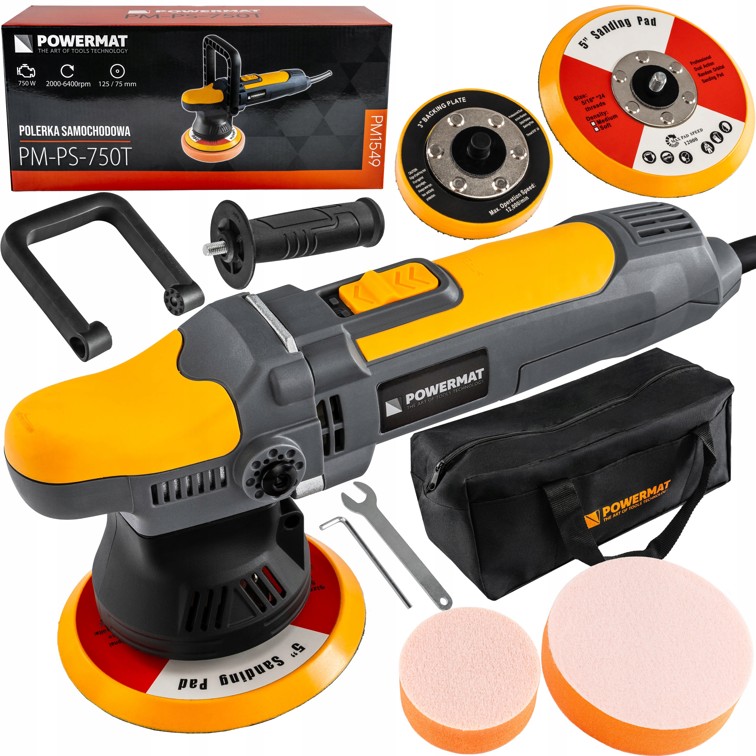 Autoleštička Dual Action Skok 9 MM Leštiaci Stroj DC Pad 125 MM 75 MM